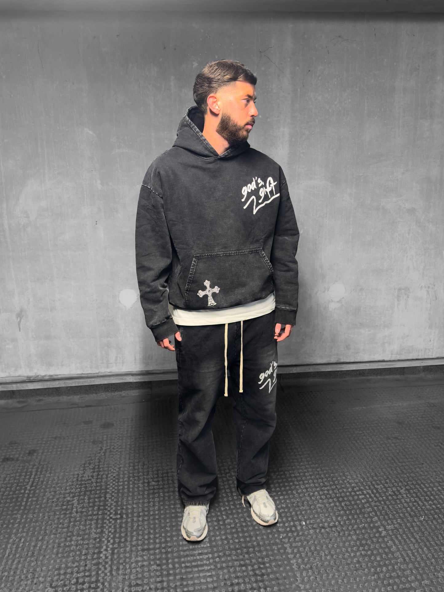 GOD'S GIFT HOODIE - VINTAGE WASHED BLACK