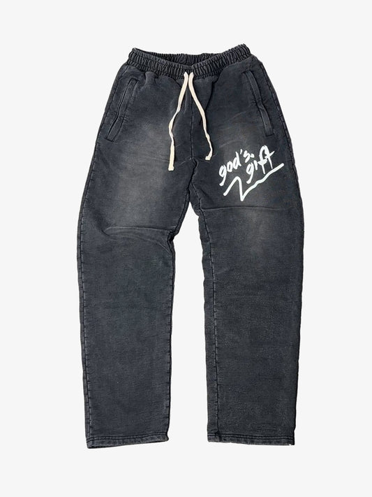 GOD'S GIFT JOGGERS - WASHED BLACK (PREORDER)