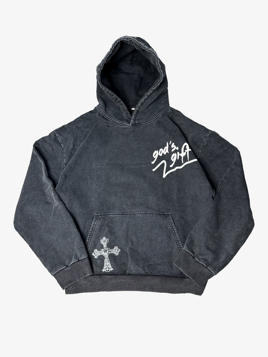 GOD'S GIFT  HOODIE - WASHED BLACK (PREORDER)